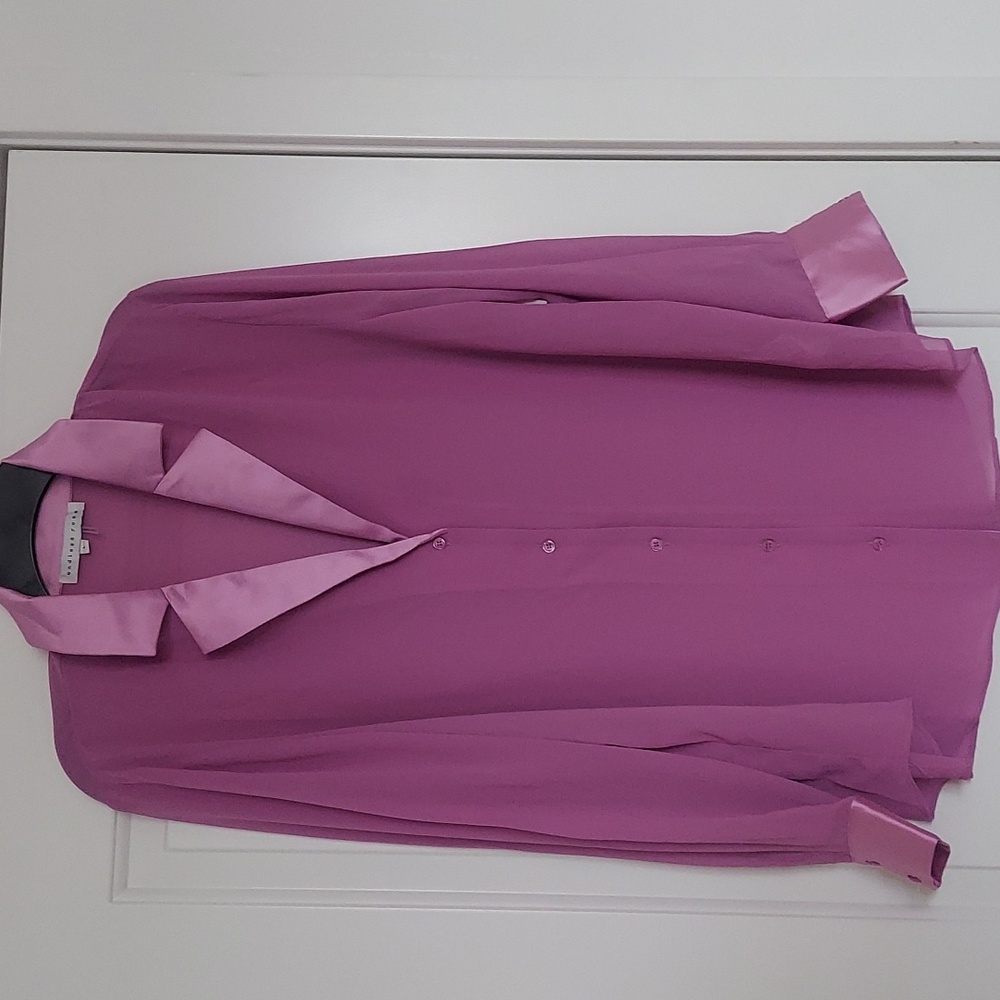 Endless Rose Sheer Collared Button Down Lilac Shi… - image 1